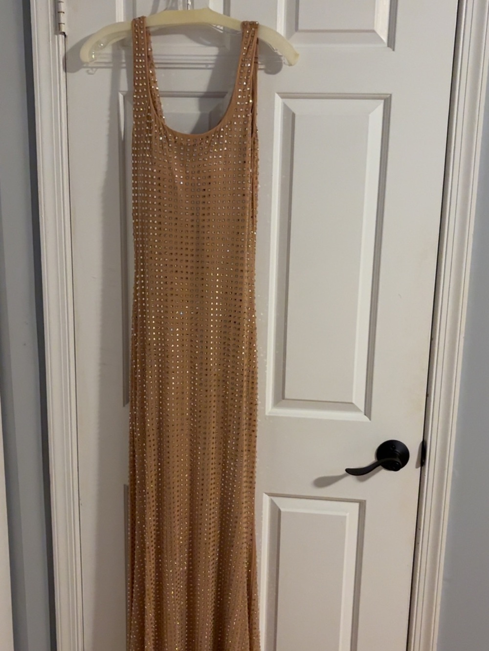 Windsor Nude Beaded Scoop Neck Maxi Dress